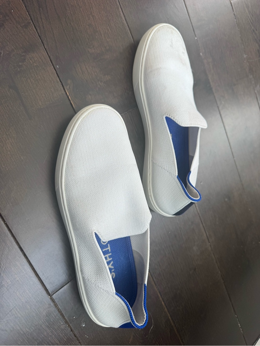Rothy's White Slip-On Loafers with Blue Interior Trim - Picture 5 of 5